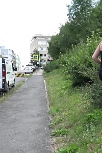 Public Pissing For Delightful Chick In Black Jeans