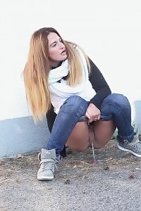 Black-haired Is All Clingfilmed Up While Pissing